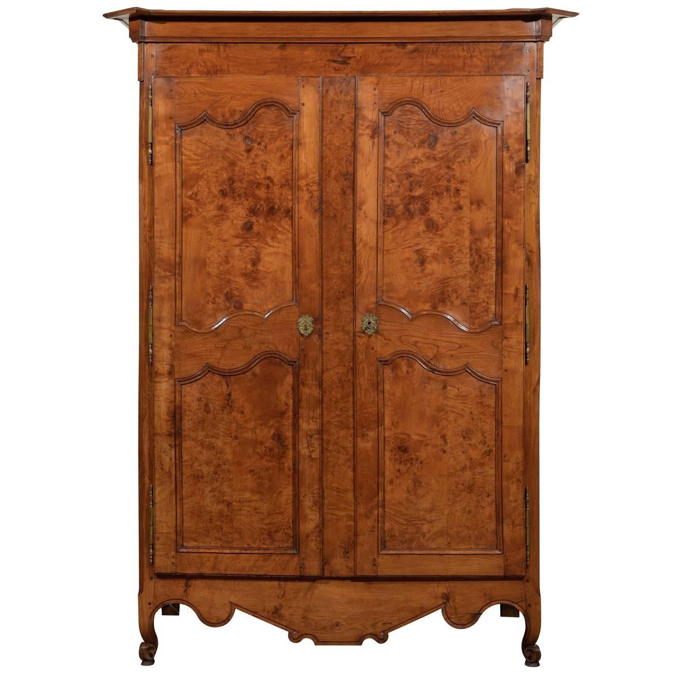 19th Century French Armoire in Burled Ash, circa 1850 For Sale