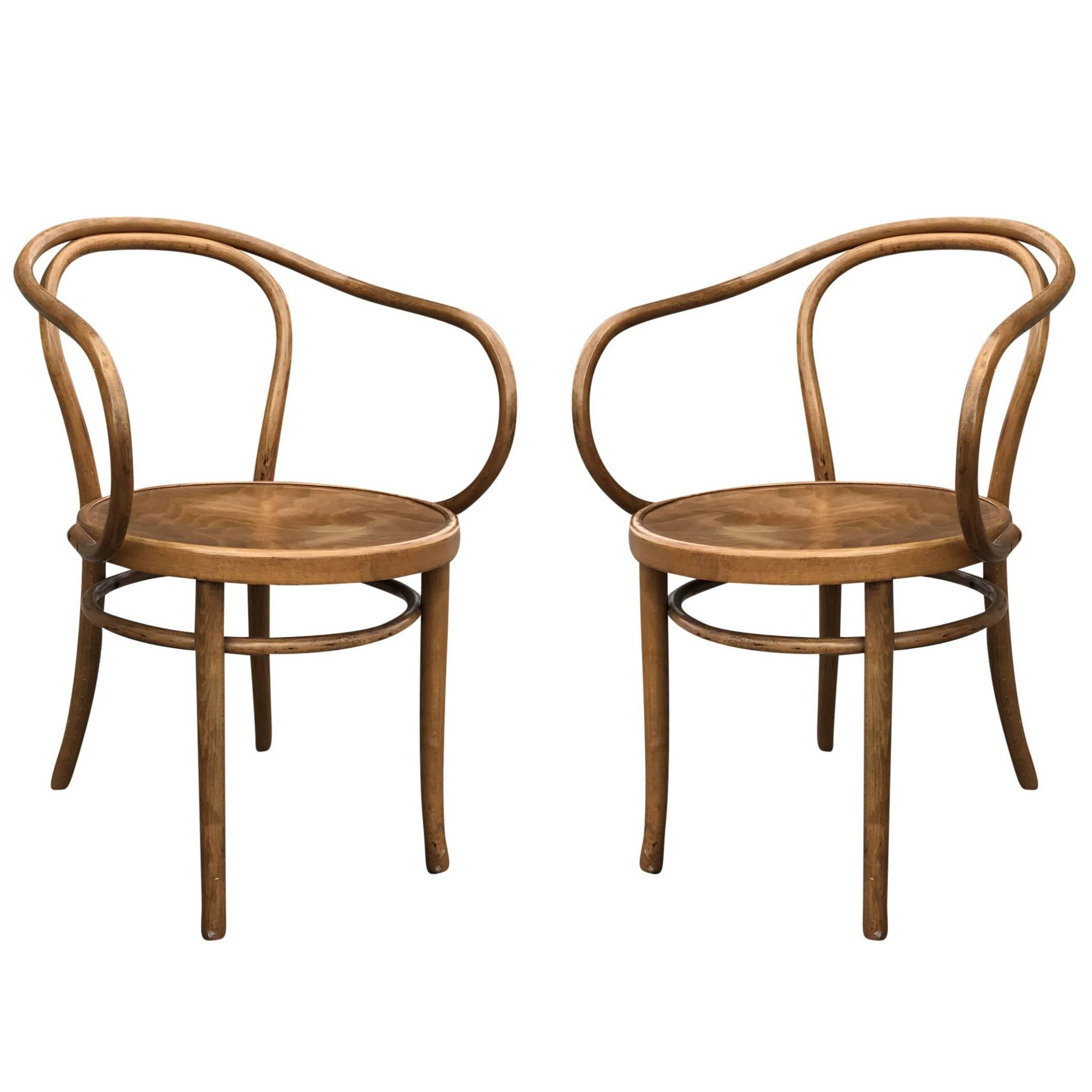 Pair of Thonet Bentwood Modern Armchairs