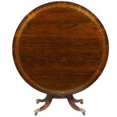 Regency Rosewood Brass Inlaid Breakfast Table English 19th Century 6