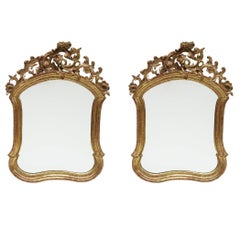 Antique Fine Pair of Baroque Giltwood Mirrors