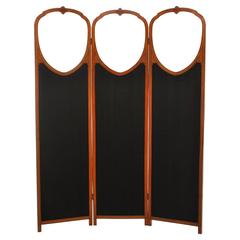 Antique English Satinwood Three-Panel Screen with Beveled Glass