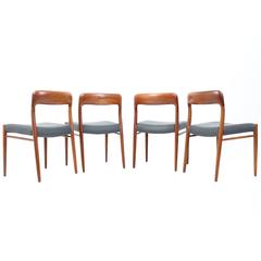 Set of Four Teak Dining Chairs Model 75 by Niels O. Møller 3