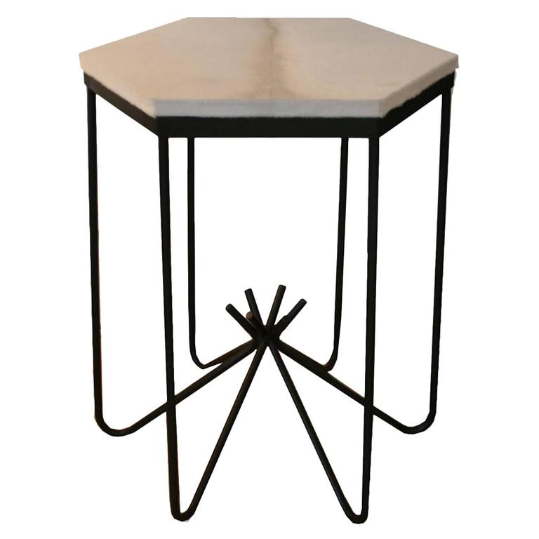 Richer Calf Hair Top Side Table For Sale at 1stdibs