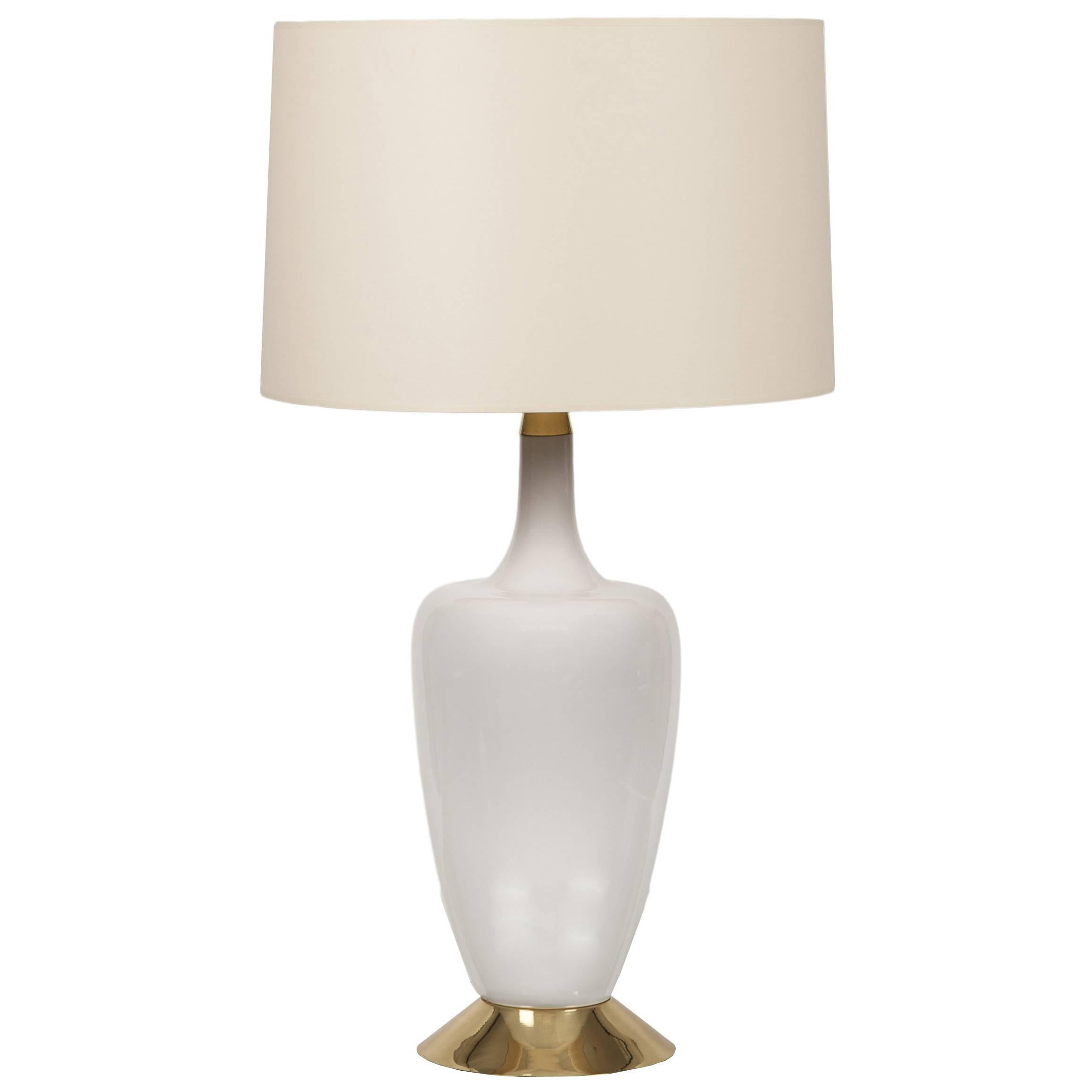Large Ceramic Duck Table Lamp on Polished Brass Base For Sale
