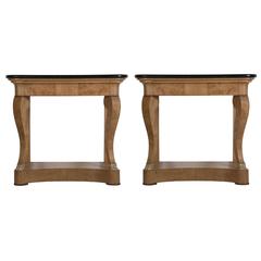 Pair of Burr Oak Console Tables
