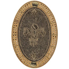 Ovales georgisches Cribbage Board mit Quillwork:: um 1800