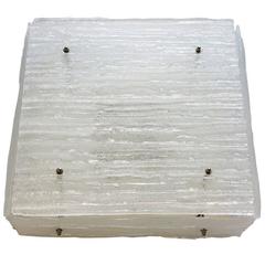 Large Textured Ice Glass Wall Ceiling Light Flush Mount by Kalmar, Austria 1960s 12