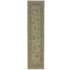 Modern Turkish Oushak Runner with Transitional Style and Coastal Colors 4