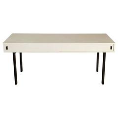 Used French Work Console in Grey Laminated with Two Doors, circa 1960