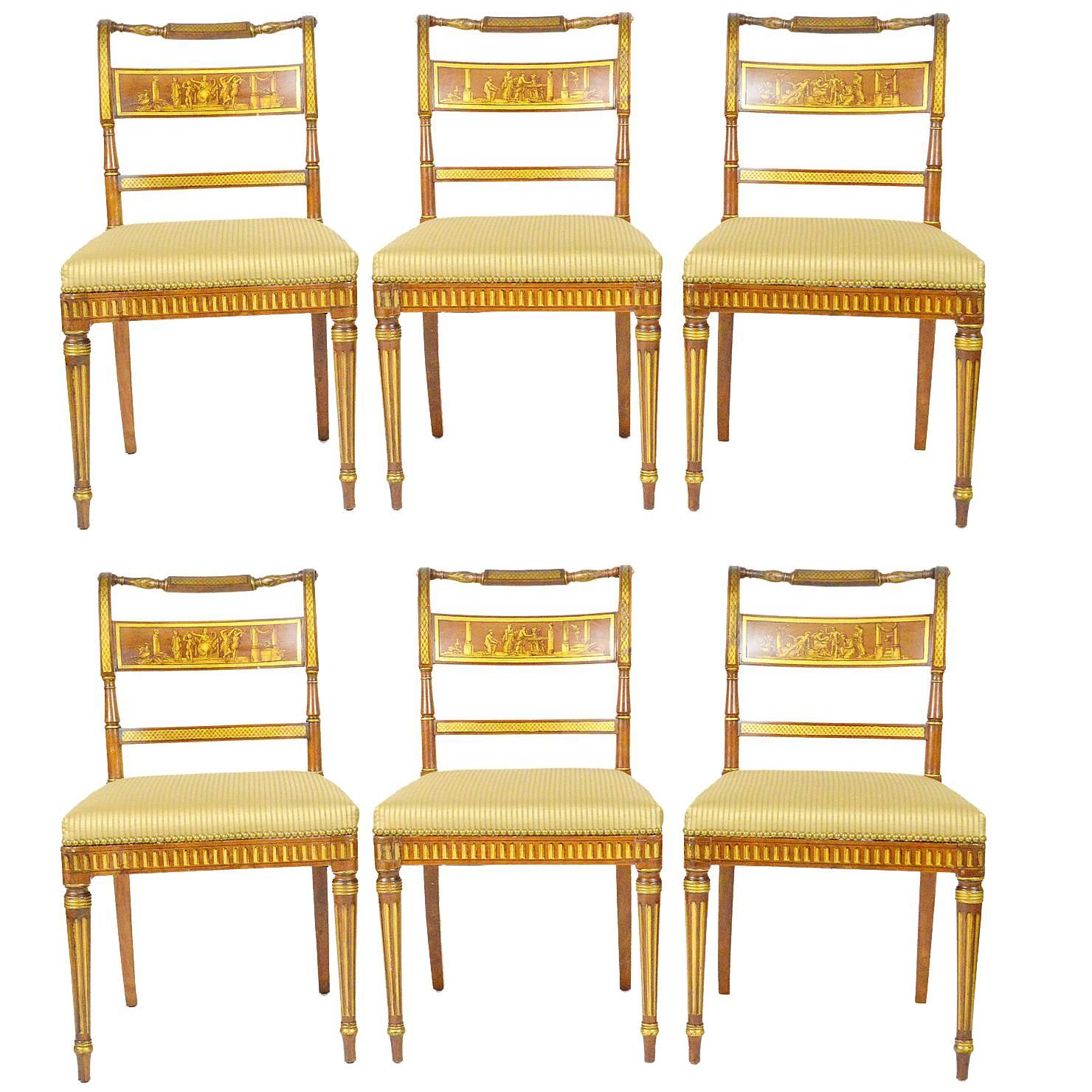 Set of Six Regency Chairs in Original Finish For Sale