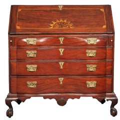 Antique American Inlaid Serpentine Desk