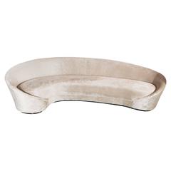 1940s Sweeping Arm Wraparound Curved Sofa in Smoked Champagne Velvet 9