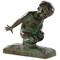 "A Playful Youth" Bronze Sculpture by Edith Parsons 'American, 1878-1956'
