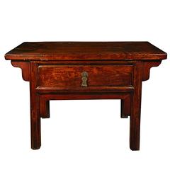 19th Century Chinese One Drawer Plank Top Table