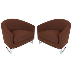 Pair of Barrel Back Lounge Chairs by Selig