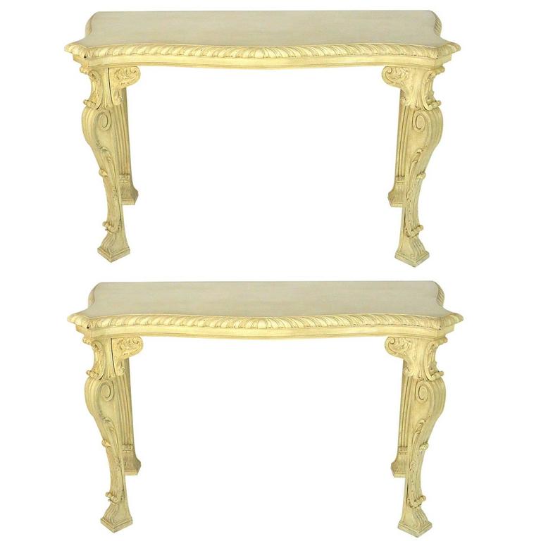Pair of English II William Kent Style Console Tables For Sale at