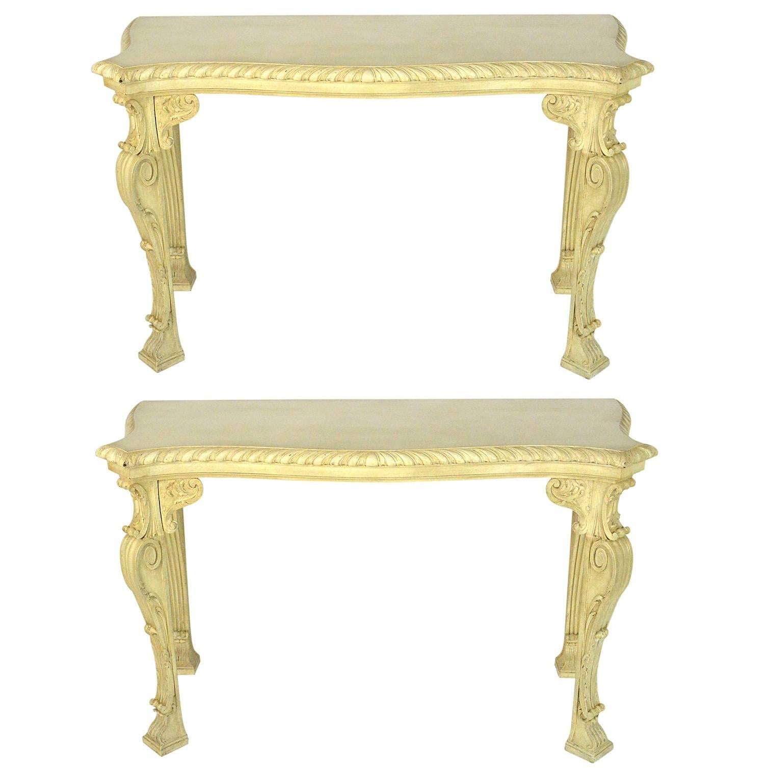 Pair of English George II William Kent Style Console Tables For Sale