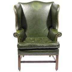 18th Century Georgian Leather Wing Chair 11