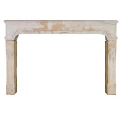 18th Century Original Vintage French Country Limestone Fireplace Surround