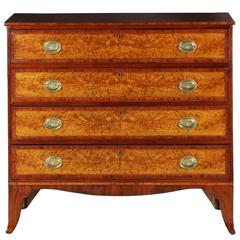Antique American Federal Birch Inlaid Mahogany Chest of Drawers, Massachusetts c. 1788