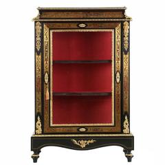 Used French Napoleon III Style Ebonized Ormolu Bookcase Display Cabinet, 20th Century