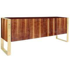 Custom Walnut and Brass Media Cabinet 5