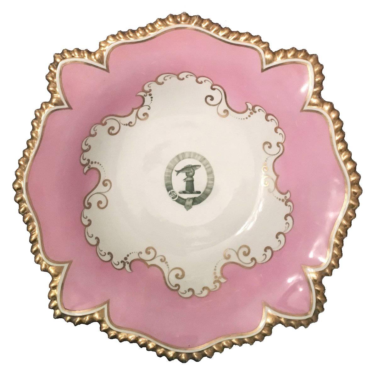 English Regency Period Flight Barr Barr Worcester Porcelain Comport with Crest For Sale