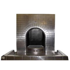 1930s Vintage Art Deco Semi Polished Cast Iron Fireplace Insert,