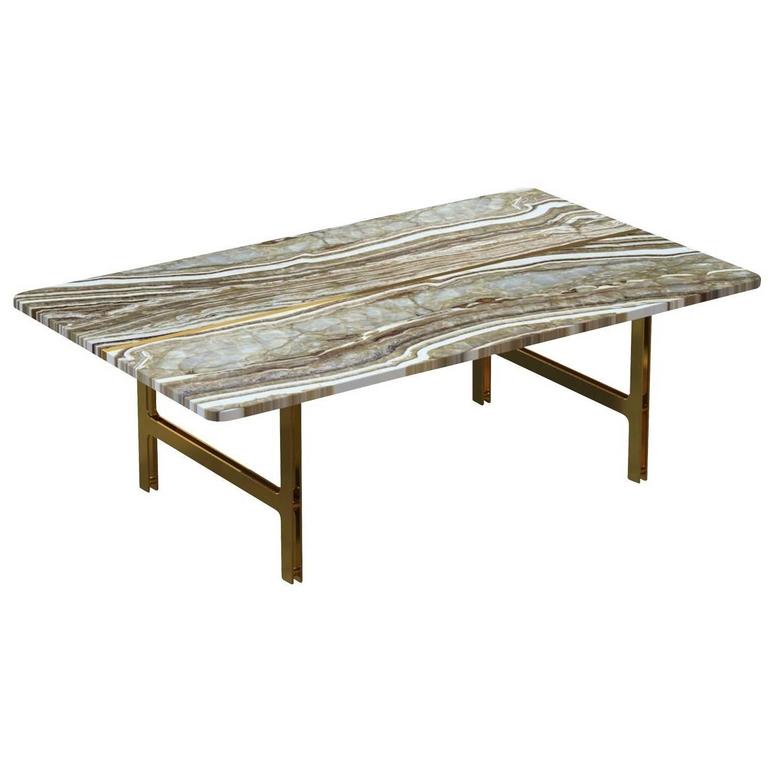 Split Coffee Table in Tiger Onyx Marble For Sale at 1stDibs