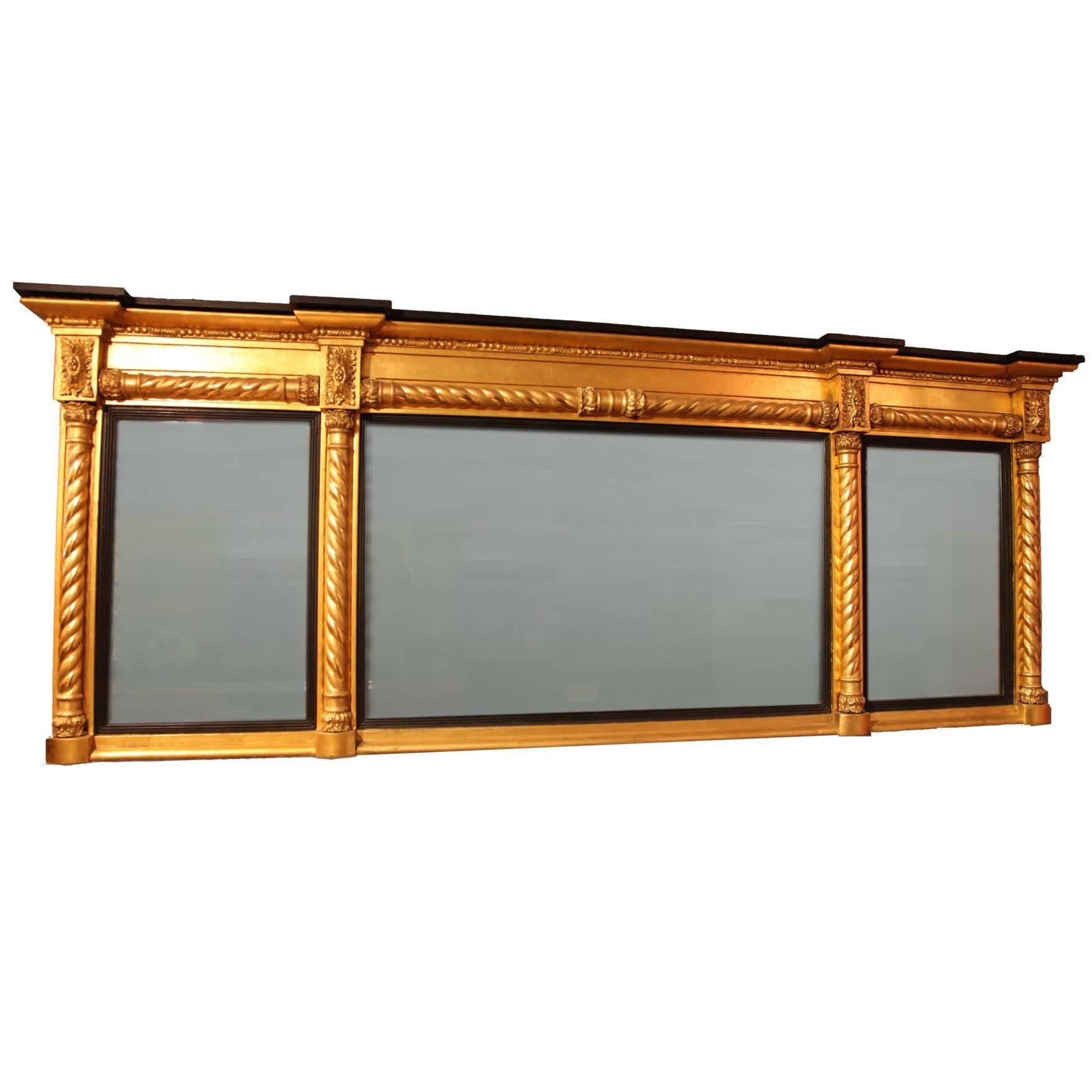 Vergoldeter und ebonisierter Spiegel aus dem frühen 19. Jahrhundert im Angebot