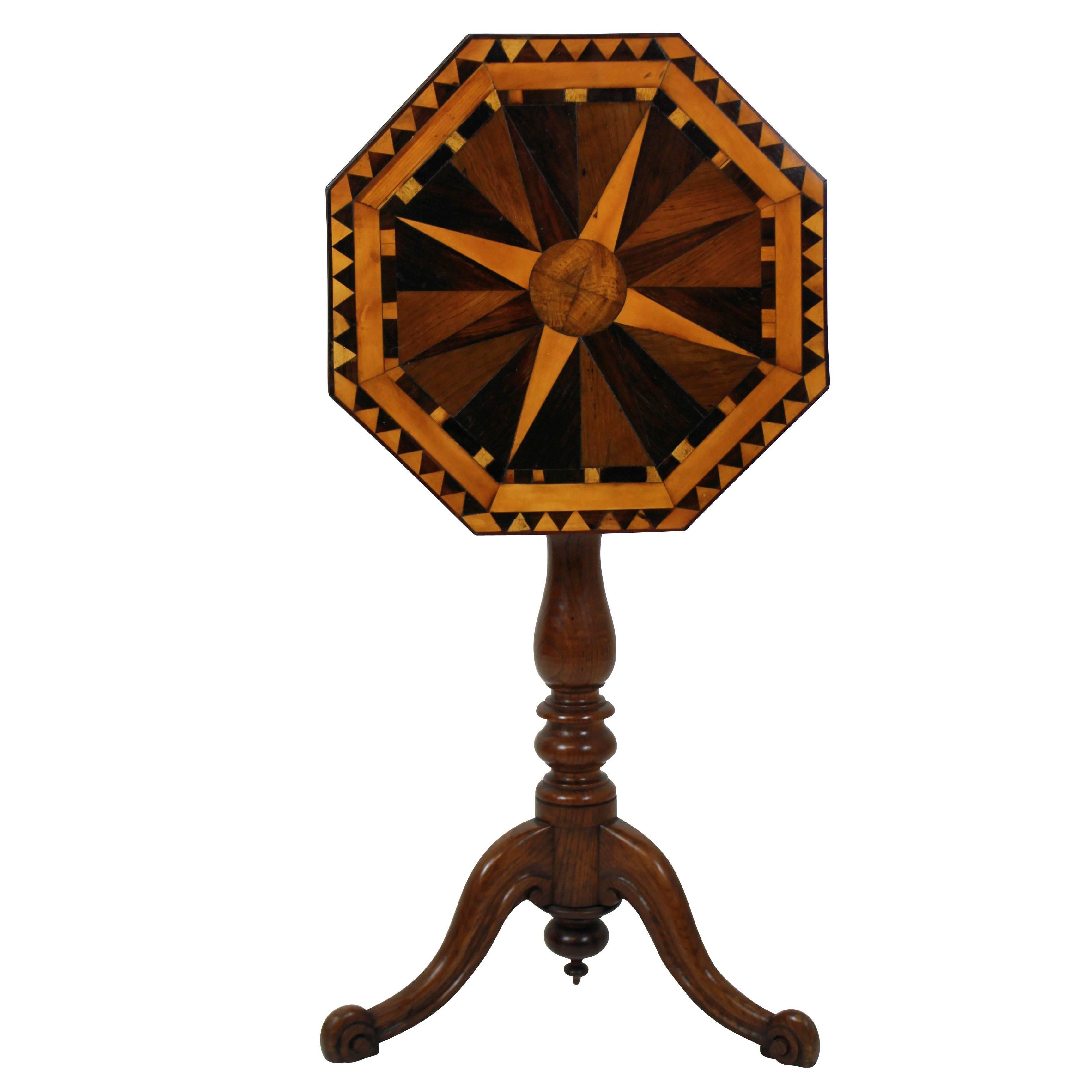 English Geometric Marquetry Side Table