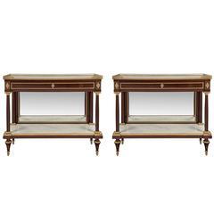 Pair of French Early 19th Century Louis XVI St. Mahogany and Ormolu Consoles