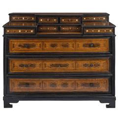 Italian 17th Century Ebonized Fruitwood and Walnut Inlaid Chest, circa 1680 8