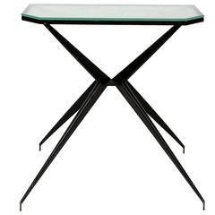 Mid-Century Black Iron Console Table with Glass Top, Italy, 1950s-1960s 6