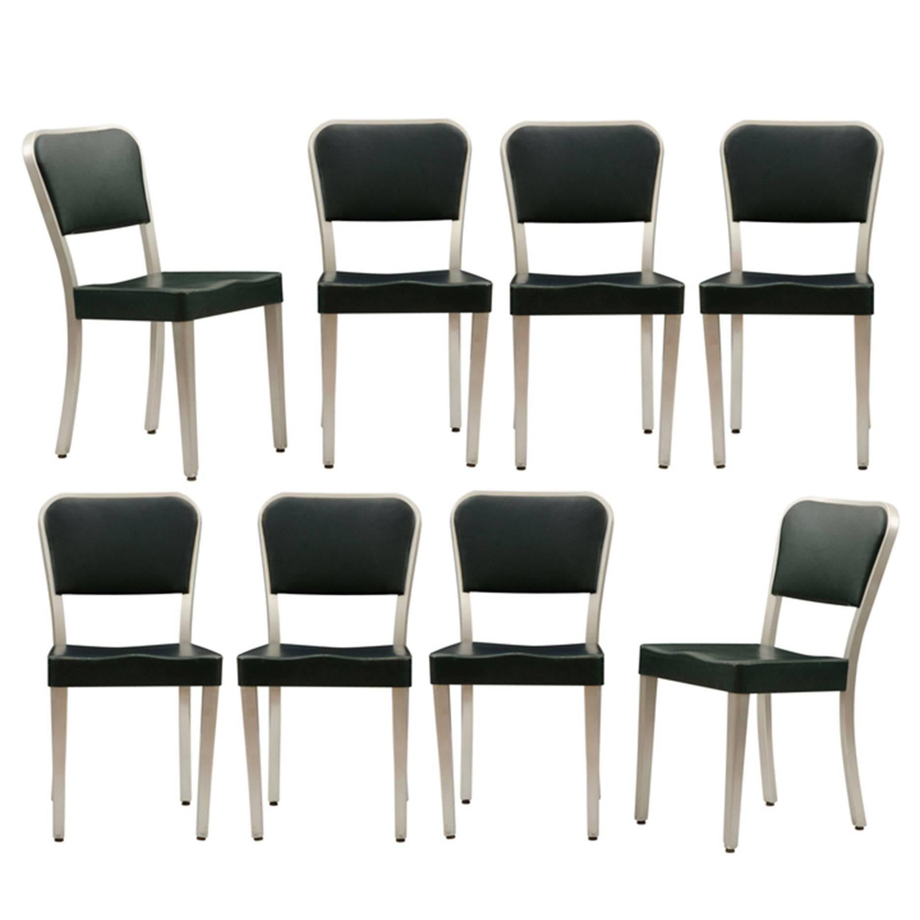 Set of Eight Aluminum and Vinyl GoodForm Chairs, circa 1940s