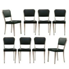 Vintage Set of Eight Aluminum and Vinyl GoodForm Chairs, circa 1940s