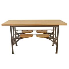 Used Maple and Iron Four-Seat Lab Table, circa 1930