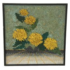 3 Dimensional Mosaic Floral by Genaro Alvarez in Yellow or Teal