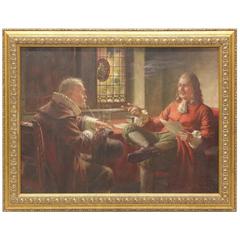 Fritz Wagner Oil on Board "The Discussion"