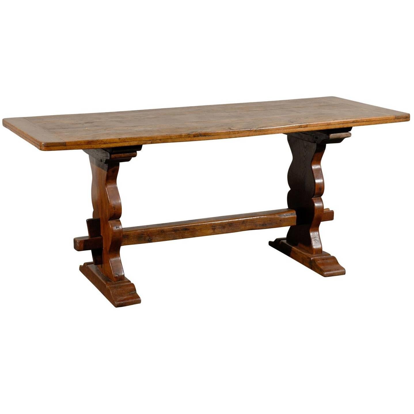19th Century Oak Trestle Table