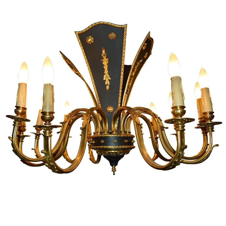 Empire Style Gilt Bronze Twelve-Light Chandelier at 1stDibs - Vintage Lever Bronze Lighting