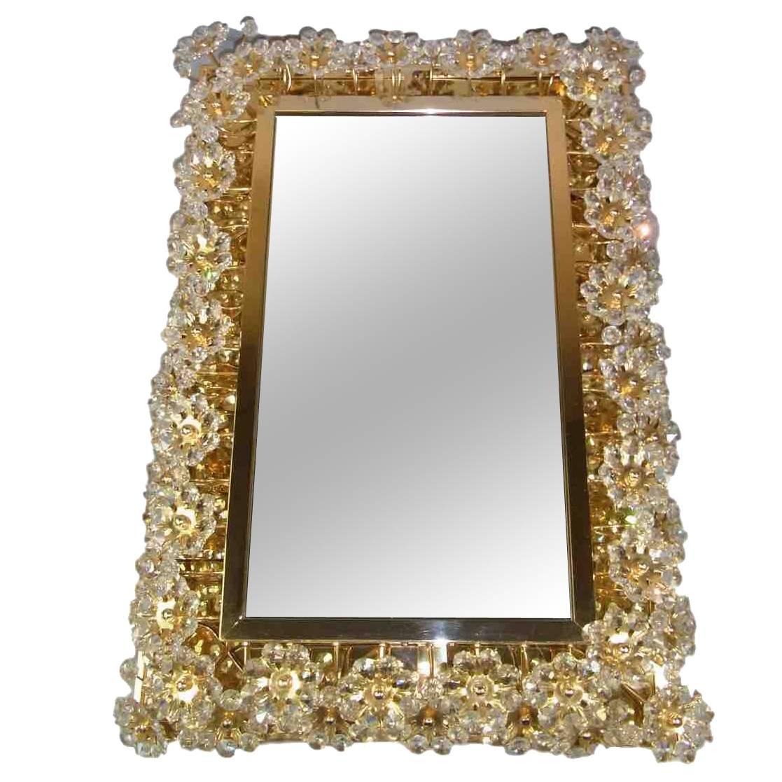 Square Illuminated Palwa Crystal Glass Mirror For Sale