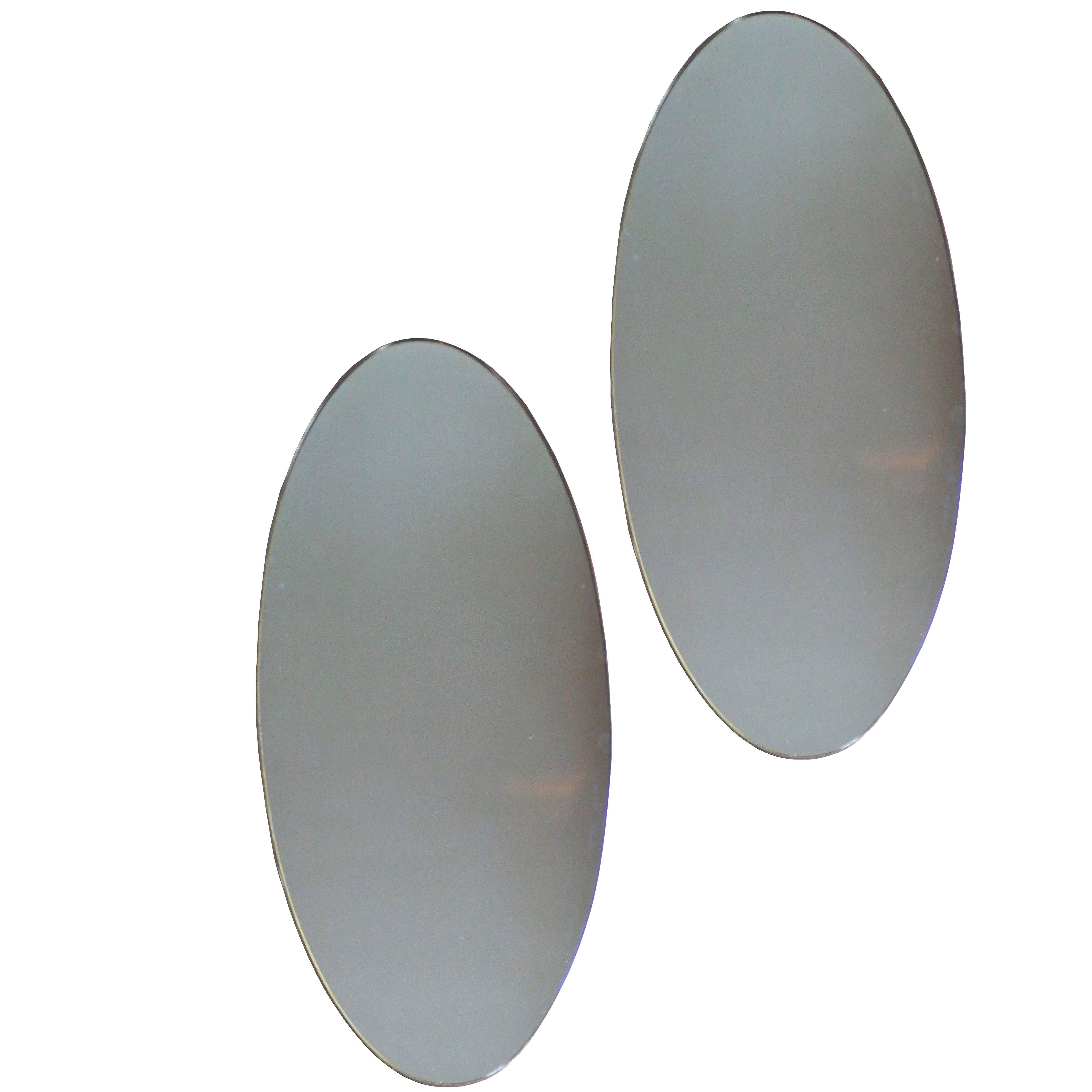 Large Pair Italian Oval Mirrors For Sale