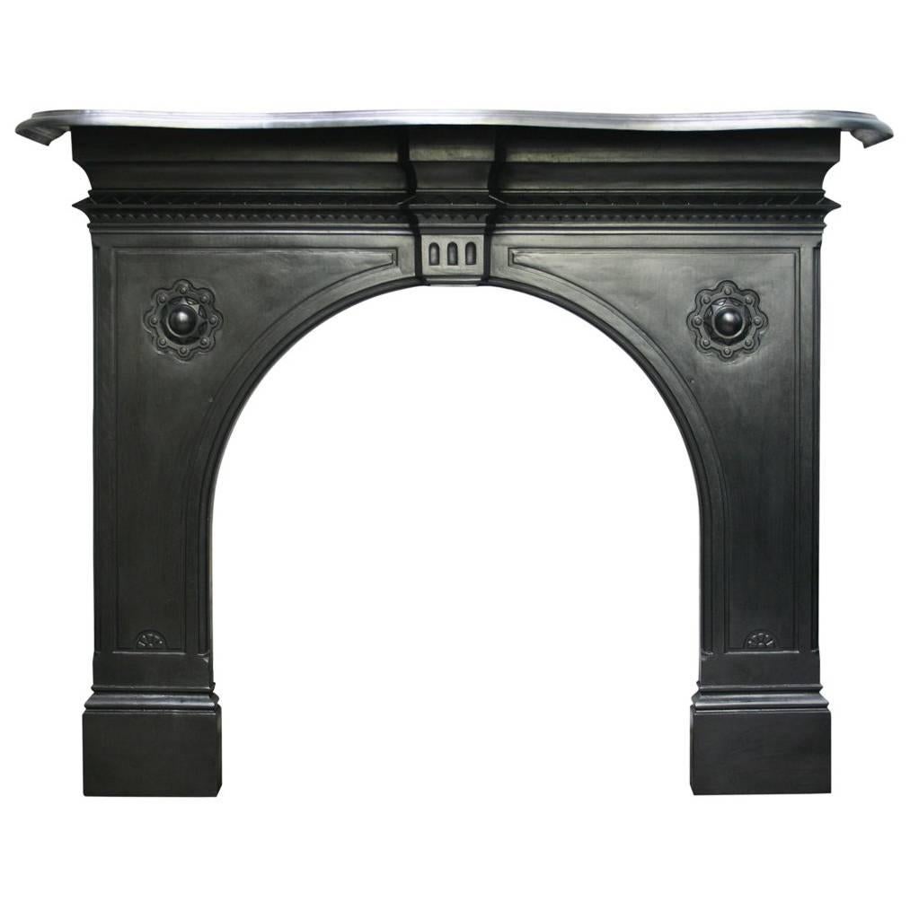 19th Century Victorian Arched Cast Iron Fireplace Surround