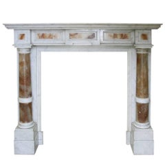 Mid-19th Century Continental Carrara Marble Fire Surround