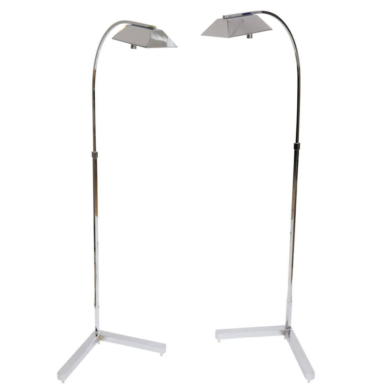 Pair of Casella Adjustable Floor Lamps in Polished Chrome