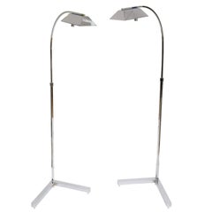 Pair of Casella Adjustable Floor Lamps in Polished Chrome