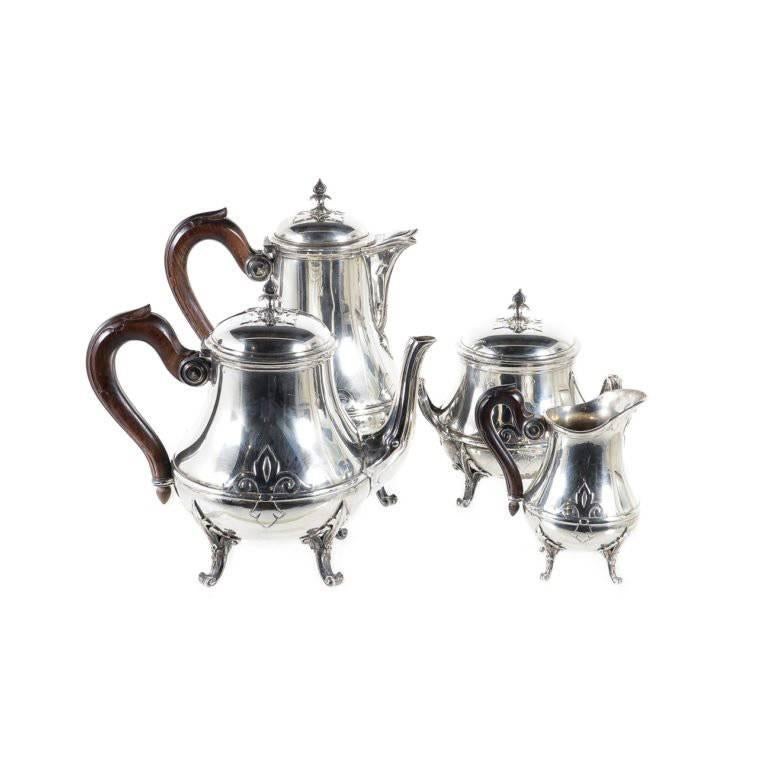 Four-Piece Sterling Silver Tea Set by Puiforcat, France