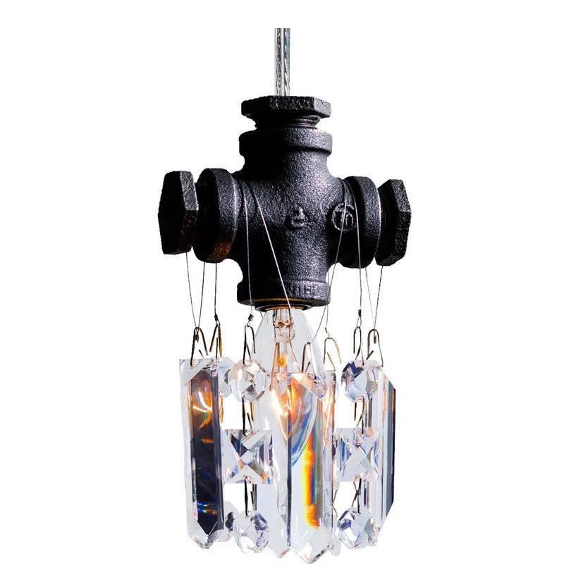 Tribeca Single Bulb Crystal Chandelier Mini-Pendant For Sale