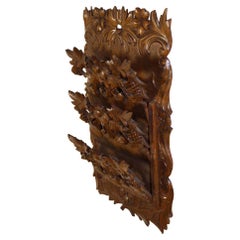 Carved Walnut Hanging Wall Pocket or Letter Holder